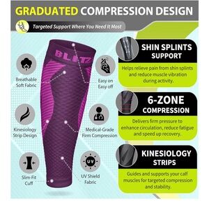 Amazon Women's Performance Calf Sleeves in Purple and Magenta